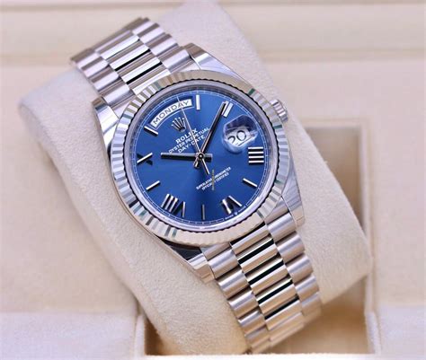 rolex 40 mm white gold daydate blue di|Rolex Day-Date 40 228239.